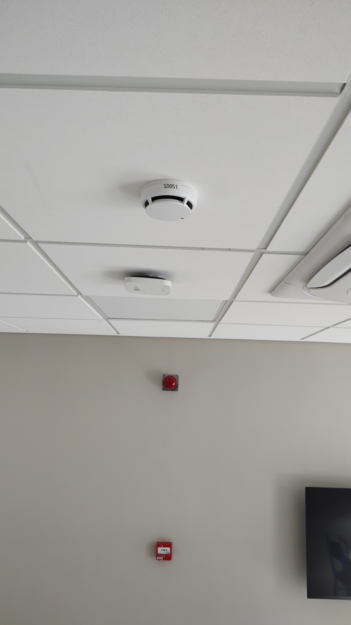 Access point Aruba y sensores de humo en cielorraso
